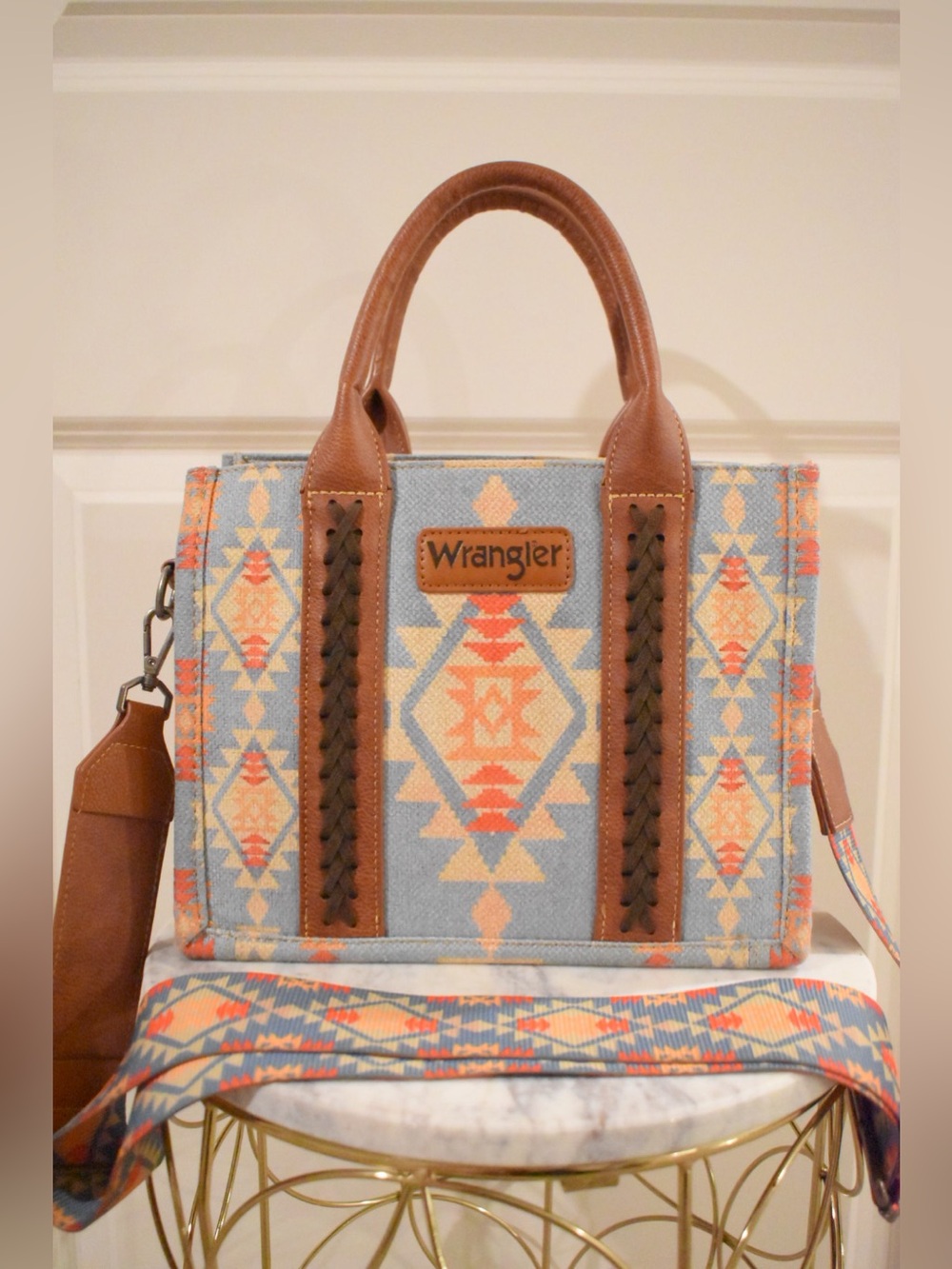 Blue/Brown Wrangler Western Women's Tote/Purse, Used Great Condition!